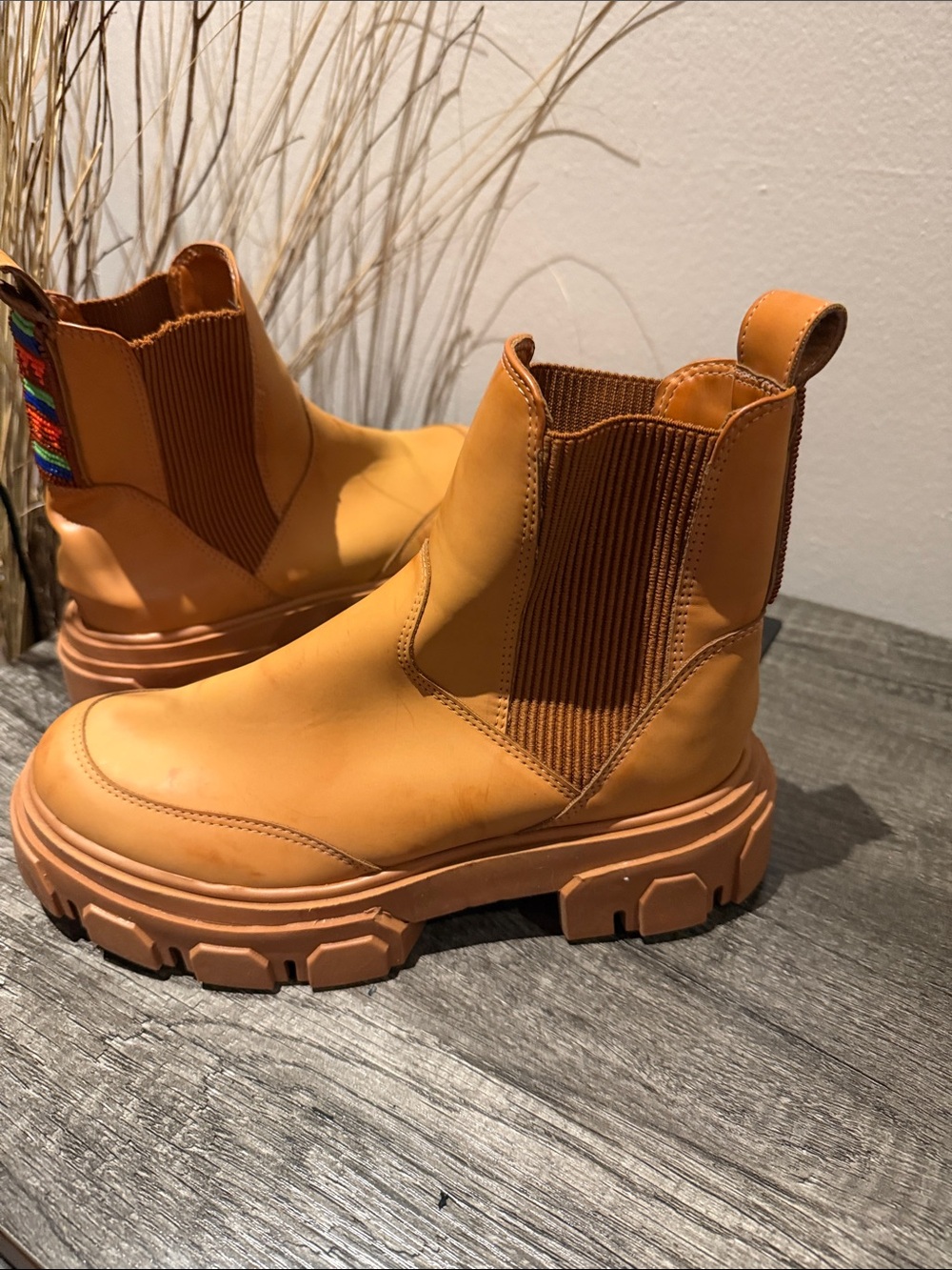FARM Rio Chunky Chelsea Ankle Boots in Cognac